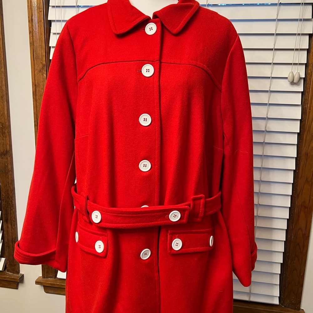 Modcloth Vibrant Red Mod Trench Coat with Belt